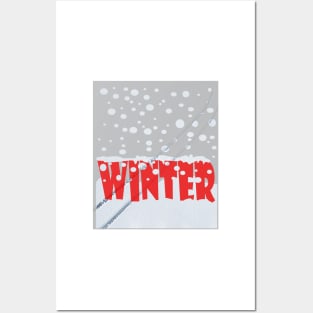 Winter scene with snow track Posters and Art